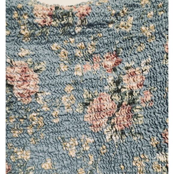 American Eagle Floral Pattern Shirred Crop Top Cotton/Linen Blend Size XL - Picture 10 of 10